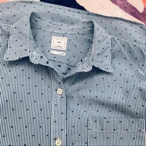 Gap blue white pinstripe clip dot 100% cotton collared button up shirt striped S